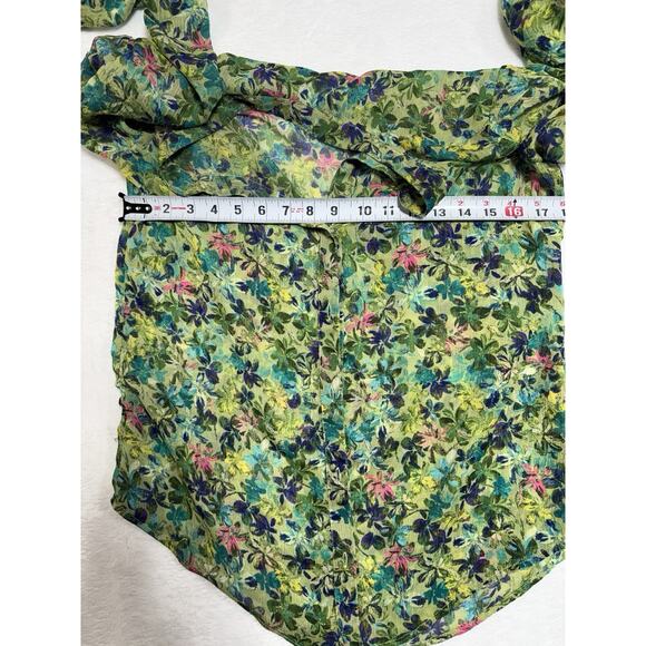 KUT FROM THE KLOTH Med Sheer Bordeaux Button Front Blouse/Top Blue/Green - Picture 5 of 8